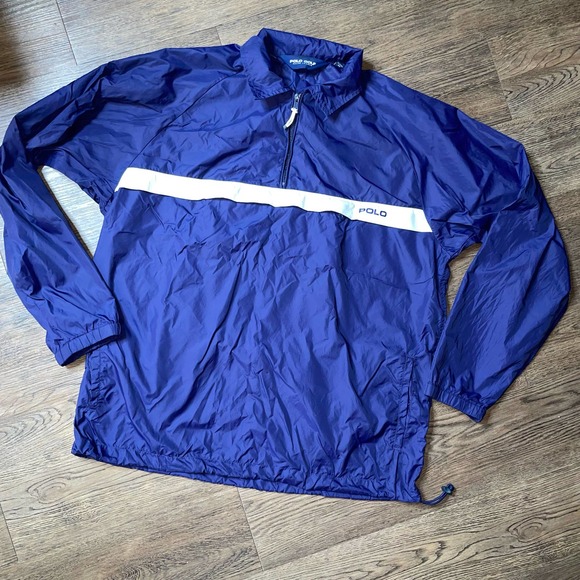 Vintage Ralph Lauren Polo Golf Logo Anorak Windbreaker L Navy Blue - Picture 2 of 7